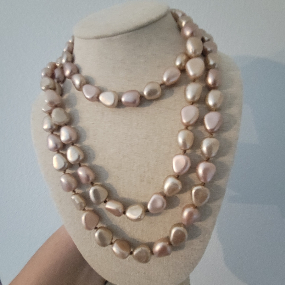 CHICO'S VINTAGE FOX PERL NECKLACE 48" LONG